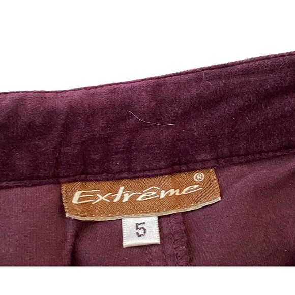 Women’s Extreme Burgundy High Waist Corduroy Jeans Size 5 Metal Studs - Picture 8 of 14